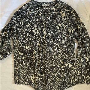 Calvin Klein Black & Cream Printed Button-Down Shirt